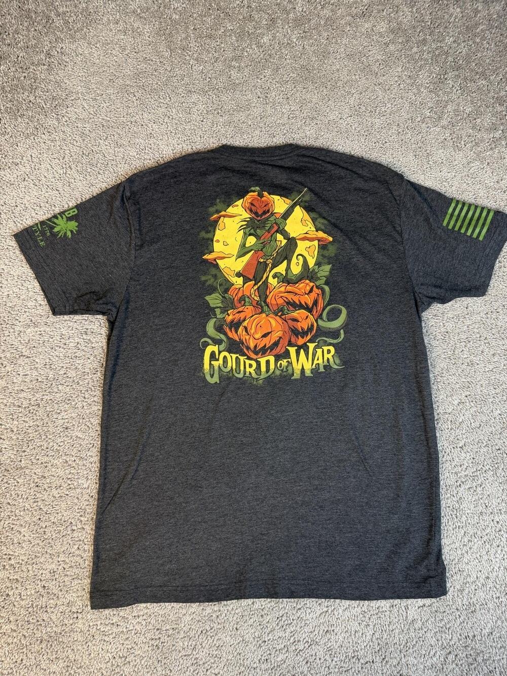 Grunt Style Shirt Mens XL Gray Gourd Of War Pumpkin Halloween Military Crew Neck